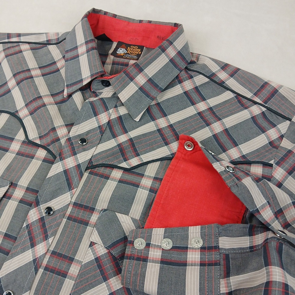 VTG Karman‎ Kenny Rogers 16.5 34 Mens Shirt Western Cowboy Pearl FLAWS 22x29